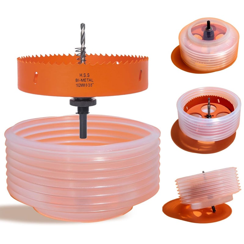 VIKITON 6-3/8 Hole Saw for Recessed Lights, 6.3 Inch Hole Cutter with Dust Bowl Catcher for Led Recessed Lighting 6 Inch and Wood Metal Drywall, Bi-Metal Construction - Image 1